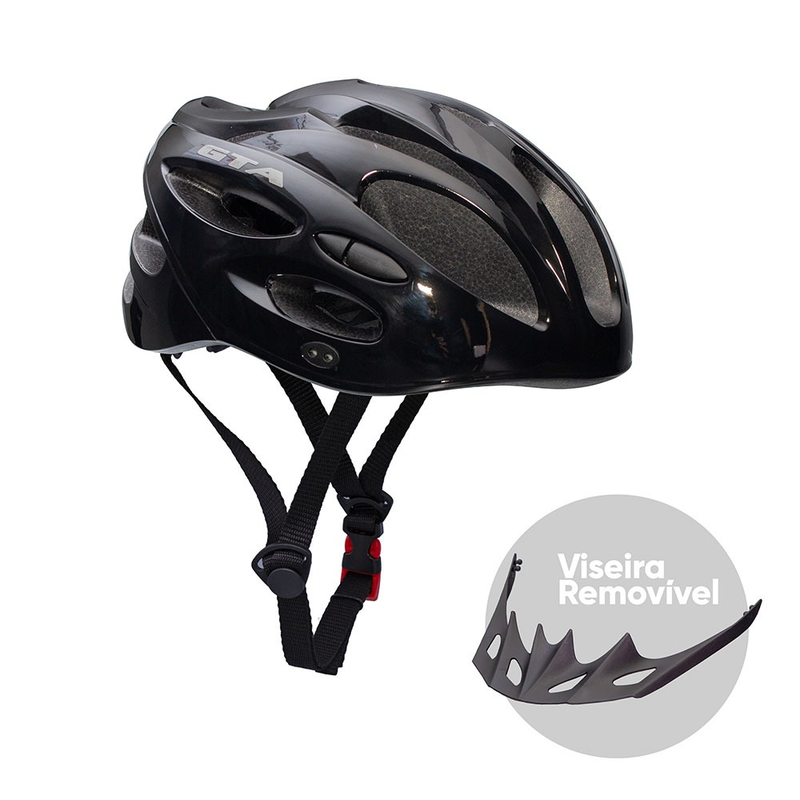 Capacete Ciclismo Mtb Com Regulagem Sinalizador Ventilado Bicicleta Bike Gta Preto