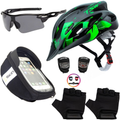 Kit Ciclismo Completo – Capacete + Porta Celular + Pisca + Óculos + Luvas