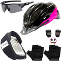 Kit Ciclismo Completo – Capacete + Porta Celular + Pisca + Óculos + Luvas