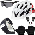Kit Ciclismo Completo – Capacete + Porta Celular + Pisca + Óculos + Luvas