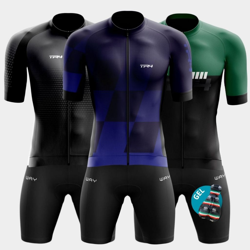 Conjunto Ciclismo Masculino Camisa Premium Vários Modelos Short Bermuda Gel Pro Uv Roupa Bike