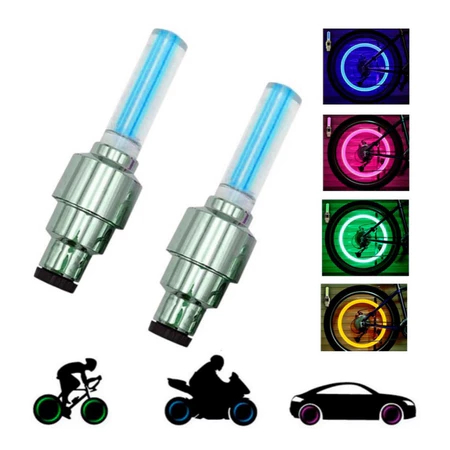 Kit C/ 2 Bicos Pinos Pneu Led Efeito Neon Carro Bike Moto Bicicleta Infantil