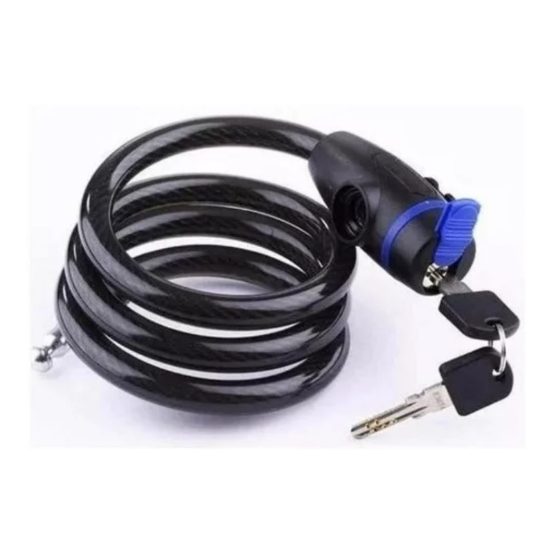 Trava Cabo De Aço Cadeado Segurança Bike Moto Espiral Anti-Roubo + Descanso Pezinho Para Bike Lateral Com Regulagem