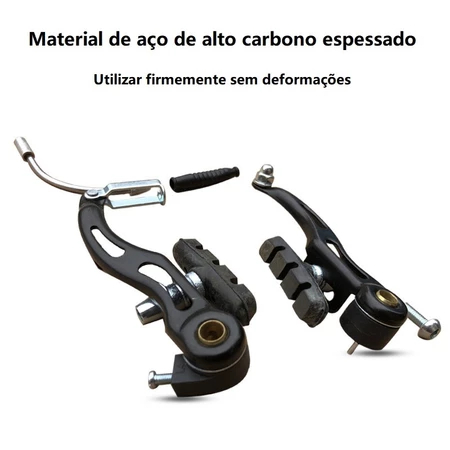 Kit Par De Freio V Brake De Aluminio Tipo Logan Com Manetes Preto Completo Para Bicicleta