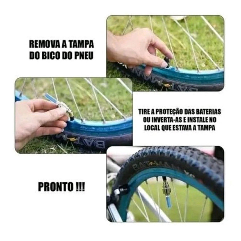 Kit C/ 2 Bicos Pinos Pneu Led Efeito Neon Carro Bike Moto Bicicleta Infantil