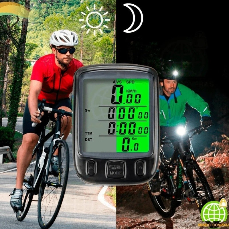 Velocímetro de Bicicleta,Ciclo Computador Bike Sem Fio Prova D'água com Luzes